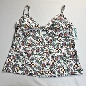 Freshwater Cutout Tankini Top Juniors Plus Size 2X Boho Babe Floral Print